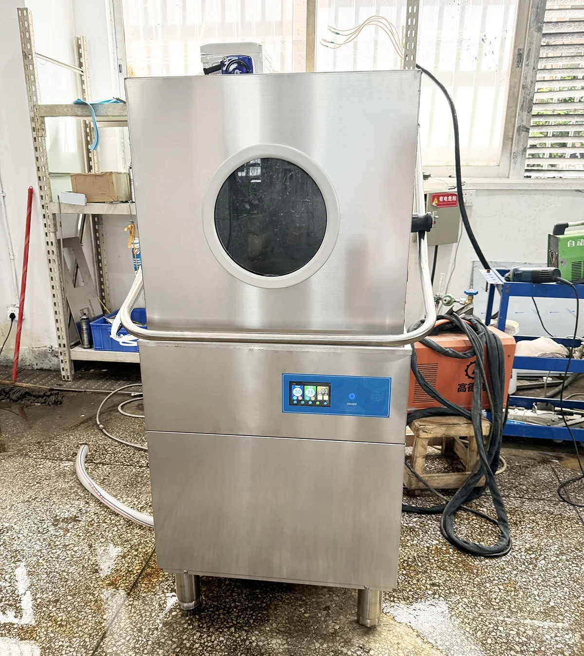 Full Automatic Electric Hood Commercial Dishwasher Freestanding Wash Dishes Machine