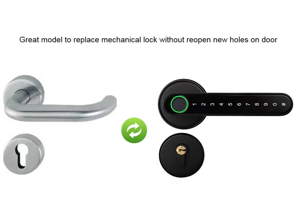 2020 new design wifi key smart lever handle door lock with fingerprint ttlock