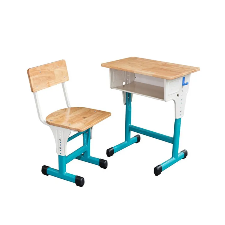 Height adjustable plastic seat school desk and chair set student furniture