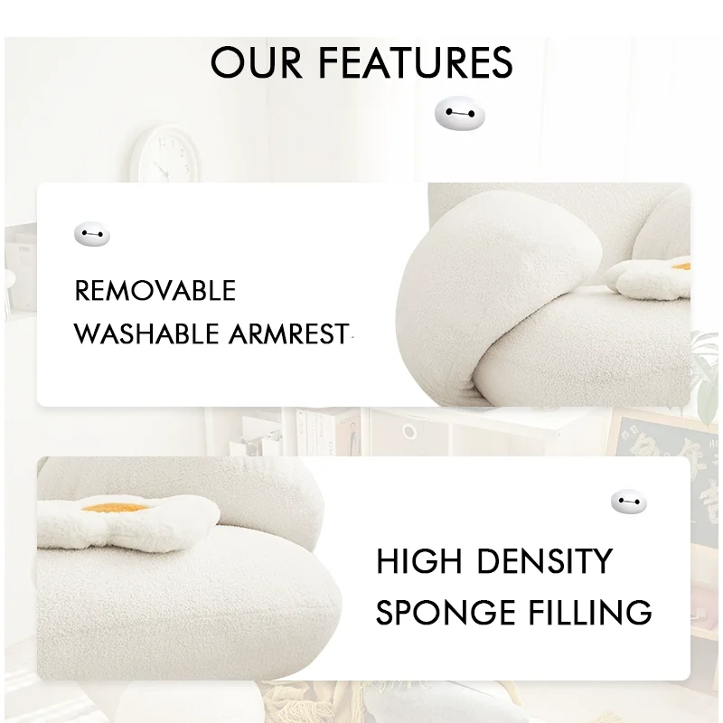 Modern Hot Sale Teddy Bear Big White Sofa Chair Bean Bag Bed For Adults Foam Big Chair Cozy Sofa Living Room Furniture