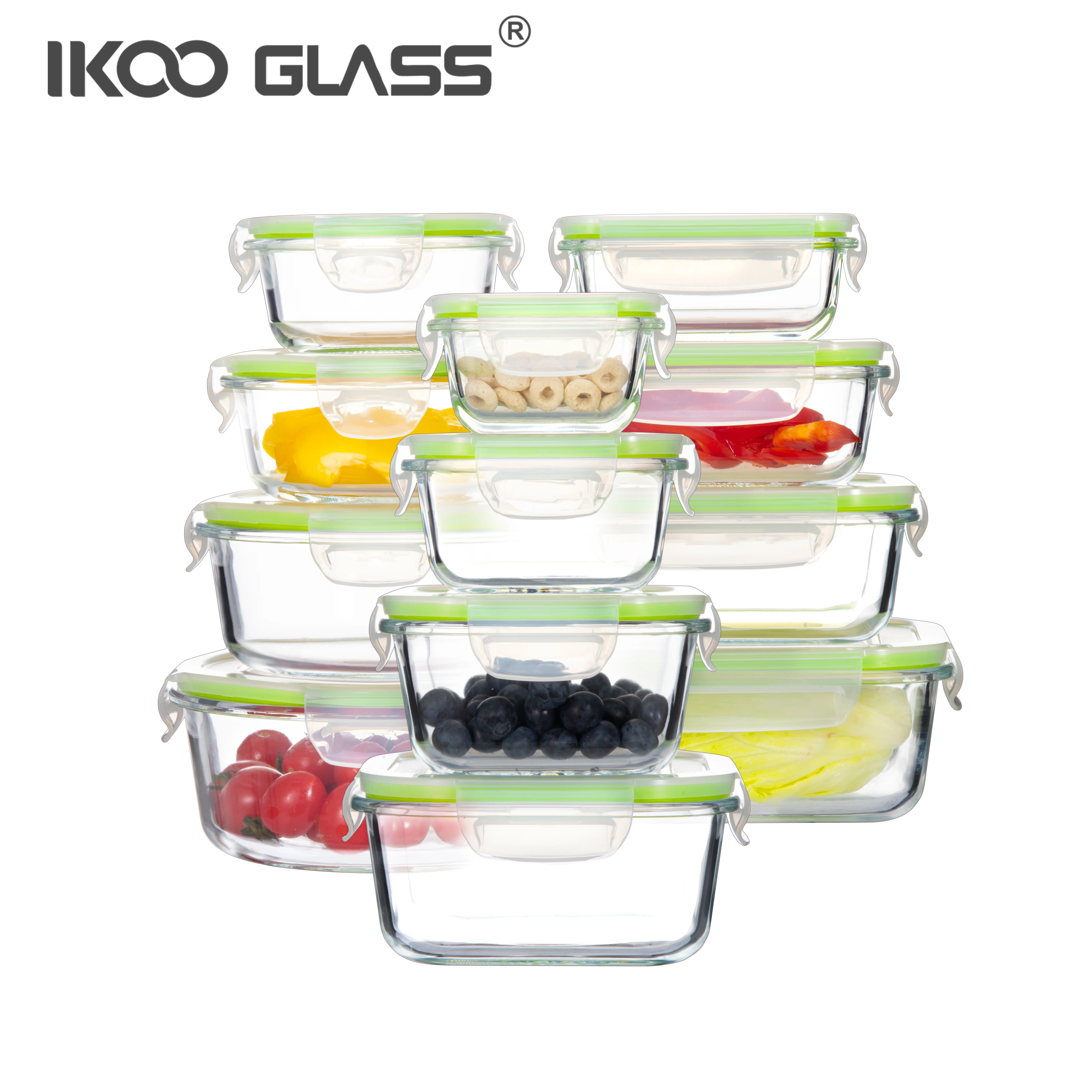 18pcs Borosilicate Glass Crisper Box Bpa Free Food Containers Borosil clear Lunch
