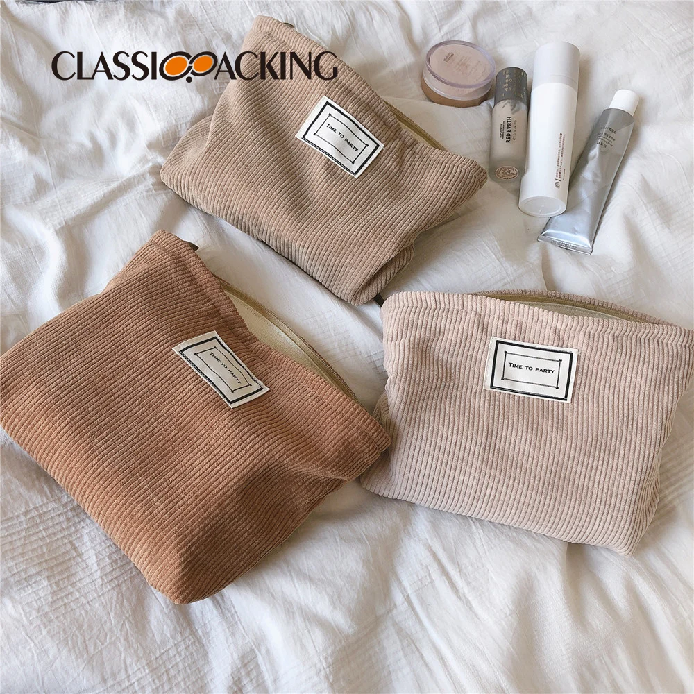 Коричневая Вельветовая косметичка для путешествий BSCI ISO Sedex Disney FAMA