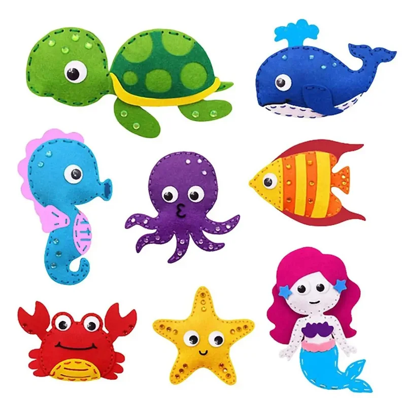 Wholesale DIY Beginners Educational Felt Animal Craft Set Kids Sewing Kit