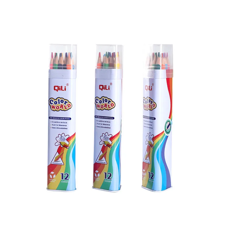 New products smooth writing color pencil 12 colors children triangular pole drawing