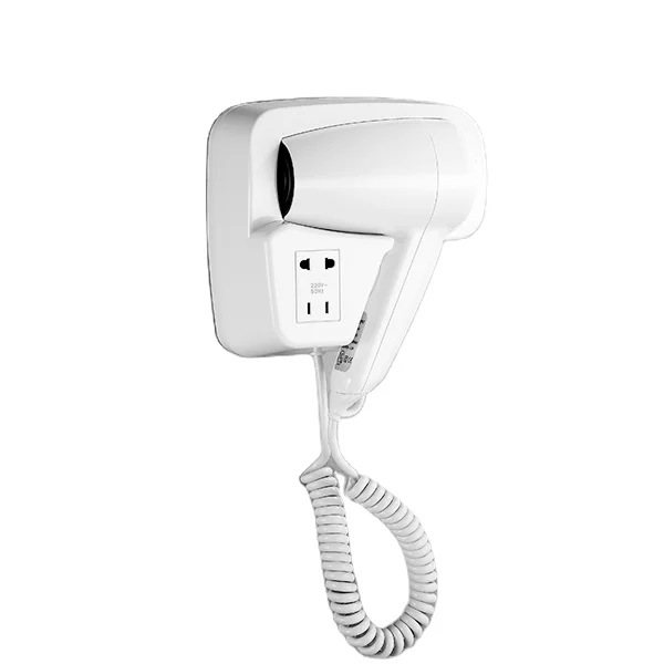 FANREIGH  DB-2101B Wall Mounted Hair Dryer Hotel Bathroom 2-Speed Electric ABS Hair Dryer With Socket