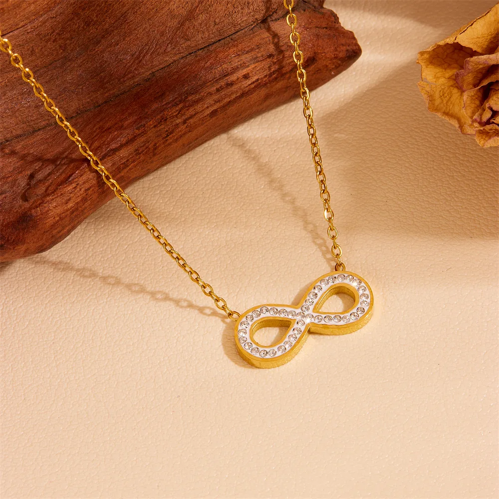 stainless steel infinity necklace gold infinity necklace pendants jewelry As Gift  Crystal 8 Infinite Necklace and bracelet
