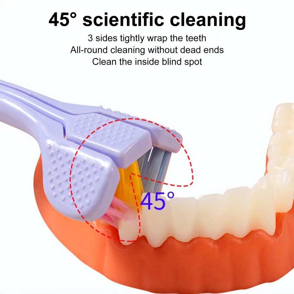 360 degree three side soft bristle toothbrush oral care safety teeth deep cleaning portable travel toothbrush