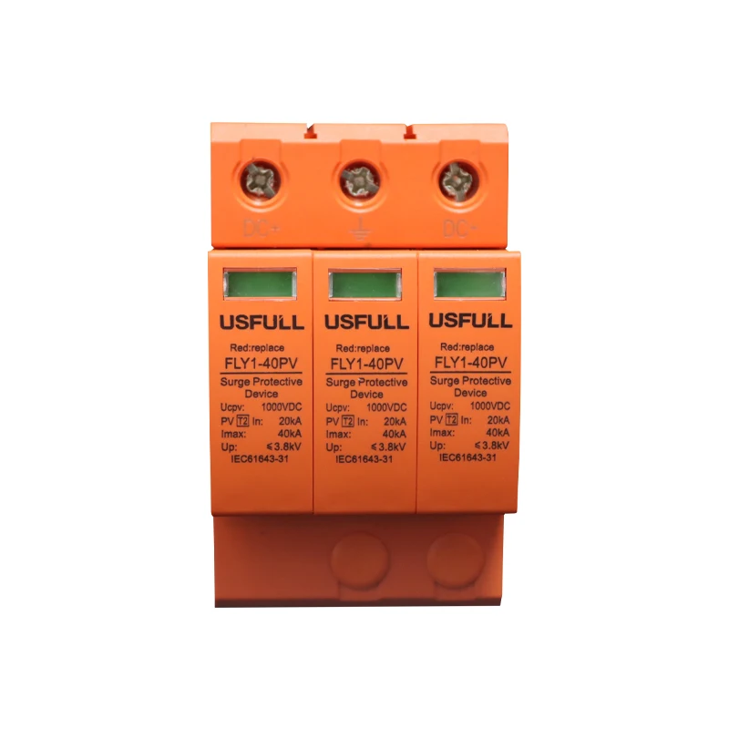 USFULL Factory Surge Protection Device DC SPD  20KA 40KA 600V 1000V Thunder Suppressor for Home Household 2Pole 3Pole