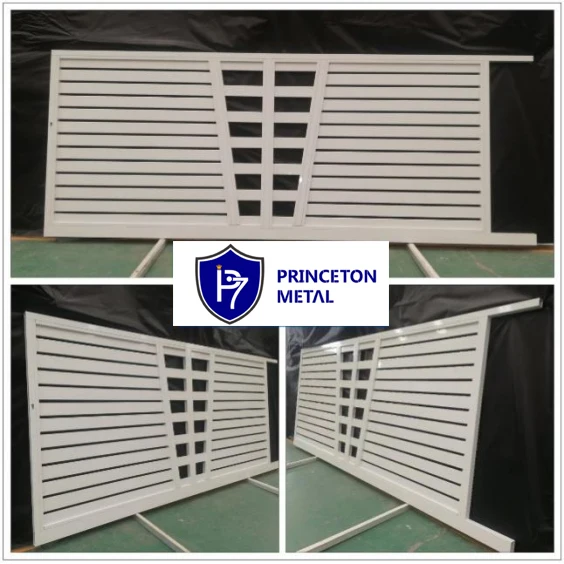 Decorative Powder Coated Aluminum Semi Privacy Slat Sliding Main Driveway Gate