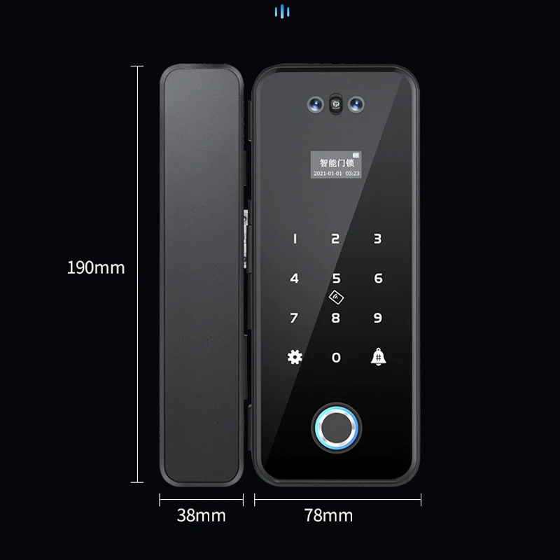 3D AI Face Recognition Smart Door Lock Fingerprint RFID Card Password Glass Door Lock WIFI Tuya APP Smart Management With Key