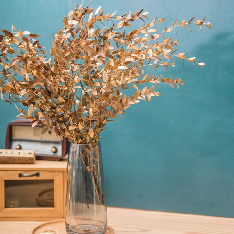 wholesale high quality Real gold Eucalyptus Preserved flowers leaf factory supply dried flowers Wedding Decoration