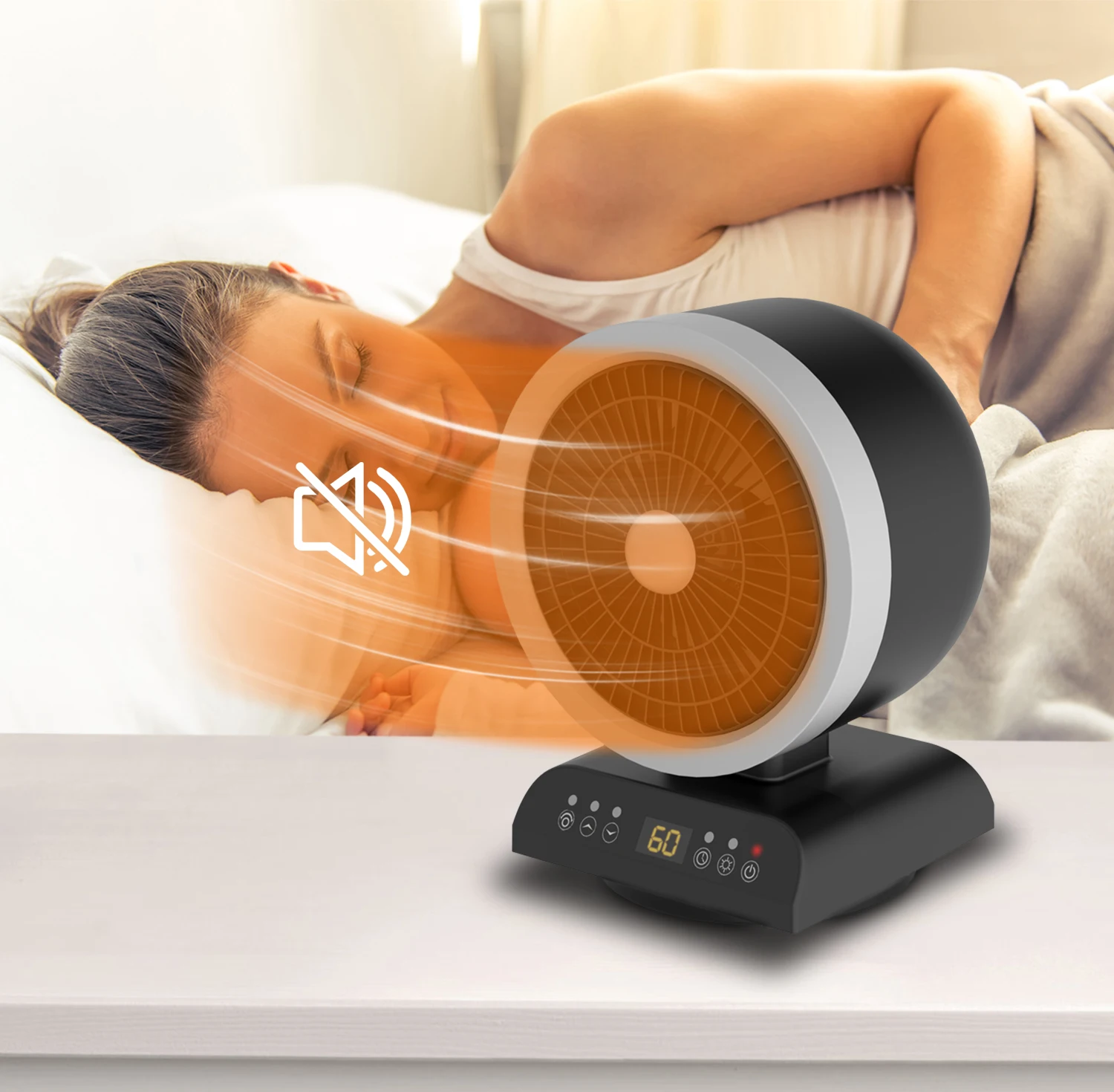 New Portable Electric Heaters Fan 1200W PTC Ceramic Heat 2-Speed Mini Low-Noise Household Space Heaters Electric Heater