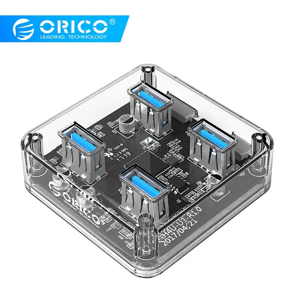 ORICO MH4U-U3 4 Port USB3.0 Transparent HUB with 1meter expansion cable