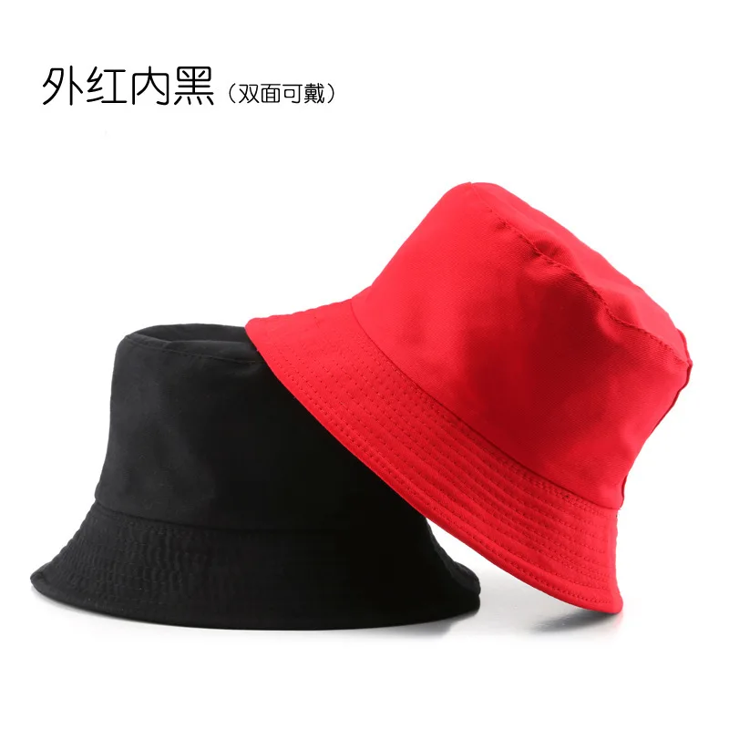 Wholesale Fashion Reversible Blank Bucket Hat Solid Color Cotton Fisherman Hats Outdoor Beach Plain Bucket Hat