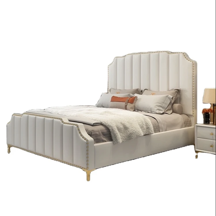 Light luxury master bedroom modern minimalist atmospheric double high-end leather upholstered bed