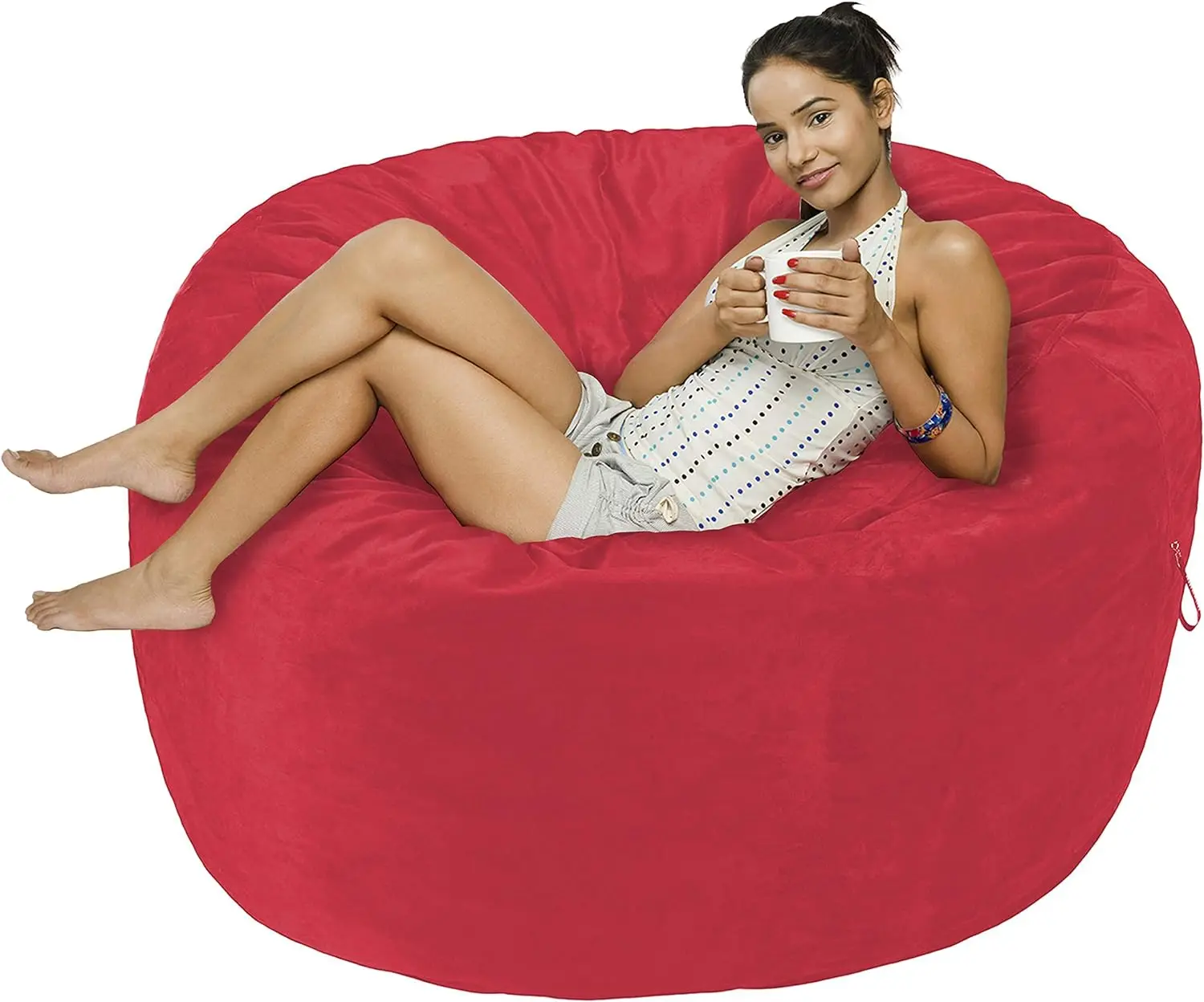 Memory Foam Filled Bean Bag sofa with Microfiber Cover, 7 ft, Grey, Solid