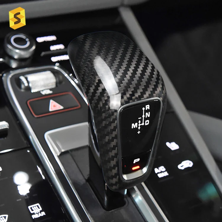 ES Automatic Shift Knob Carbon Fiber Cover For Porsche Cayenne 2018 for now Interior Accessories Car Decoration