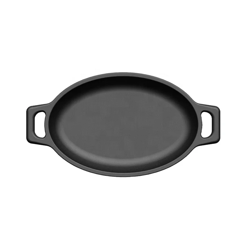 Superior Quality OEM ODM Pre-Seasoned Oval Small Size Cast Iron Hot Frying Pans with Metal Ears