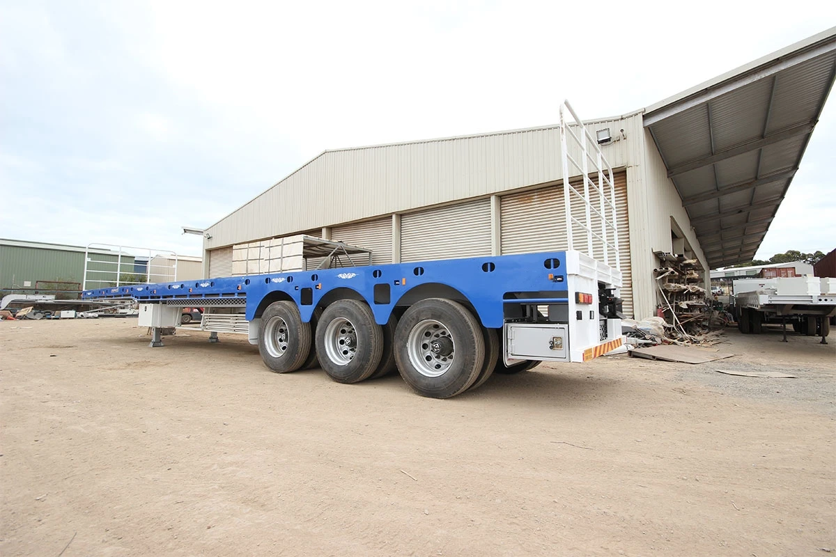 Export Australia Container Transport Flat Deck Semi Trailer 35 Tons 3 Axles Flatbed Truck Trailers With High Quality