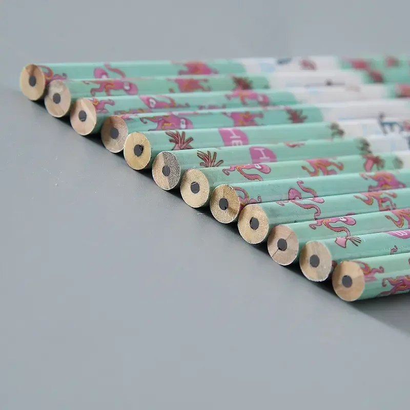 Wholesale back to school pen set custom wood gift pencil 7 inch HB 2B 2H lead hexagonal round triangle pencil with eraser