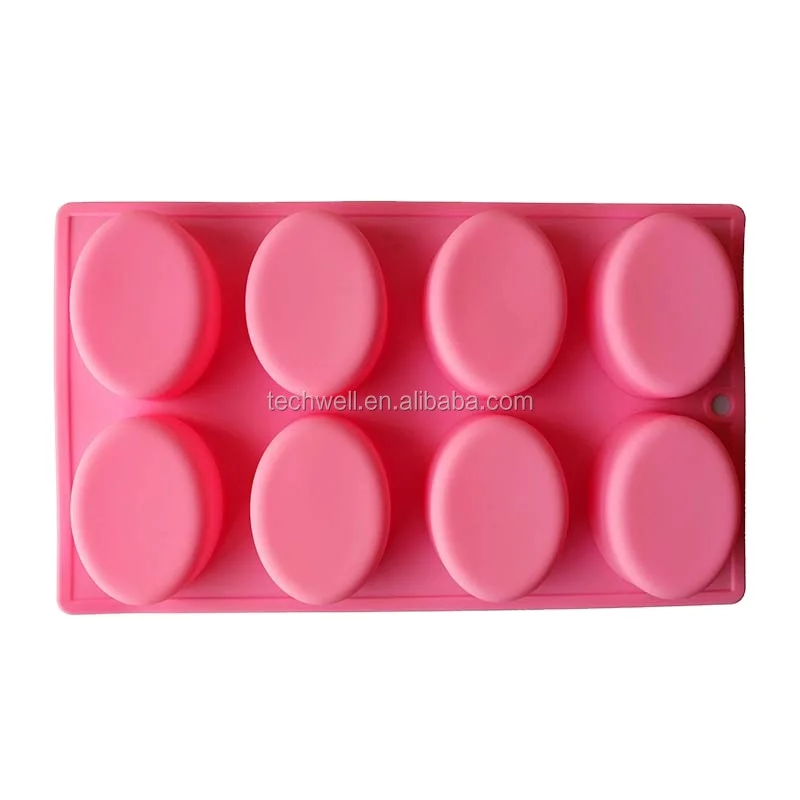 8 holds oval shape silicone soap mould cake pan