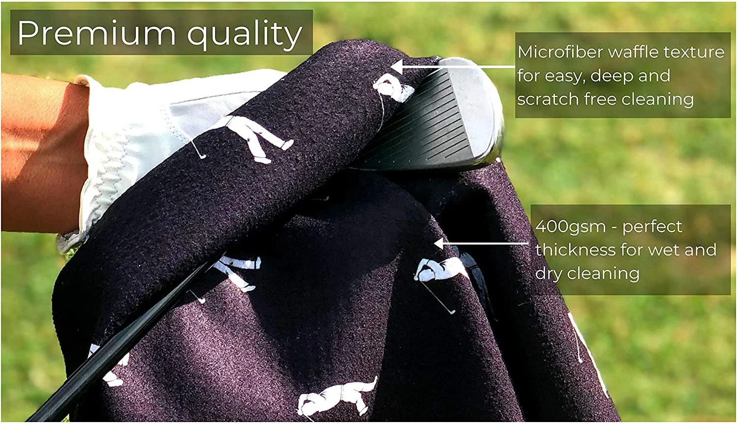 China Manufacture Custom Center Cut Microfiber Golf Towels for Sublimation Printing Waffle Weave Golf Towels Printed