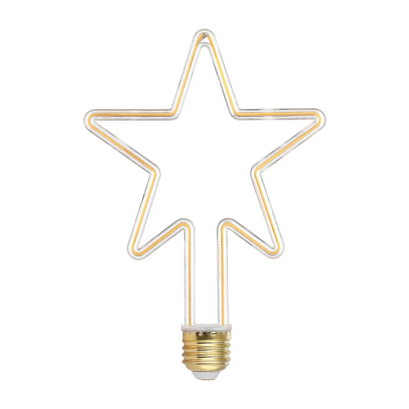 Newly Designed LED Flexible linear Bulb Peach Heart Five Star Square linear Incandescent Lamp