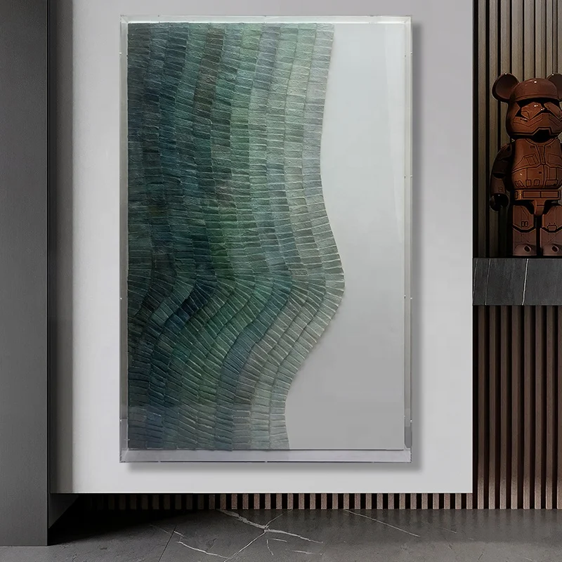 JZ Large 3D Wall Art With Acrylic Box Home Decor Mixed Media Art Artwork Handpainted Paper Sheet Abstract Painting