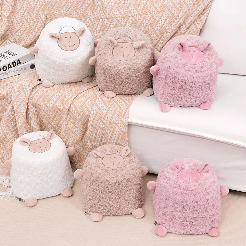 Easy to use high quality sheep plush stuffed home storage stools cute alpaca shaped plush toy chair
