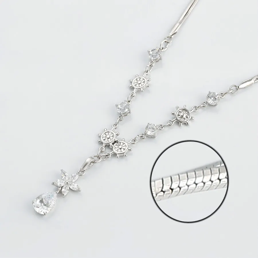 A00275542 Xuping Jewelry Elegant Fashion Petal Diamond Rhodium Necklace Environment-friendly Copper Necklace