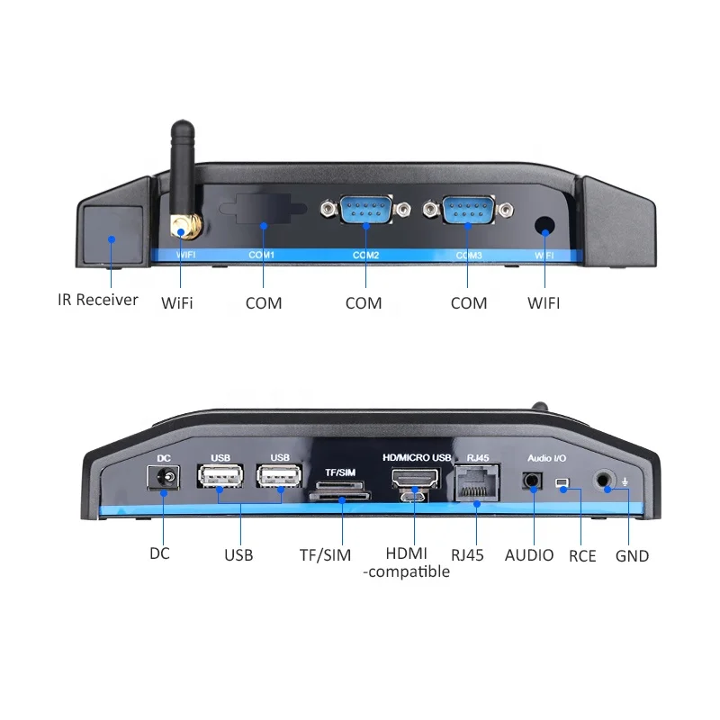 Industrial Mini PC RS232 Wifi 2.4g RJ45 OTG Fanless Industrial Computer Mini PC For Parking Lot Self-service Charge Terminal