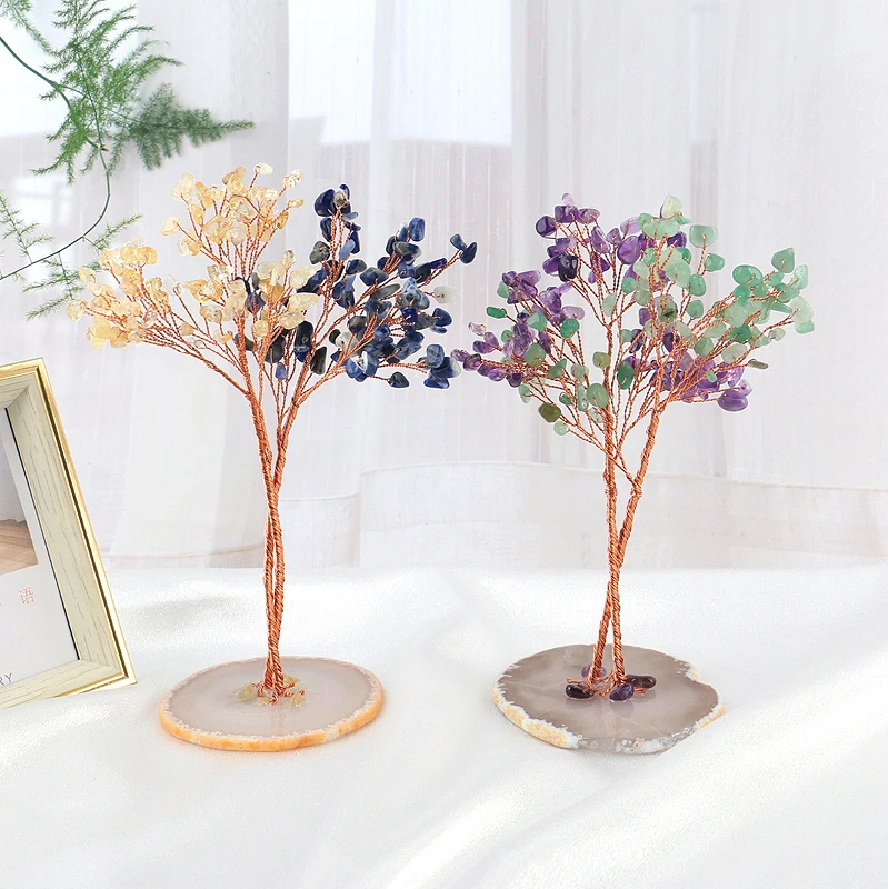 Wholesale Natural Healing Stones Quartz Tree Fengshui Hand Made Lucky Crystal Tree For Decoration