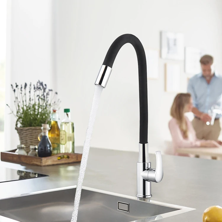 Factory Price Kitchen Faucet SS 201 Hose Kitchen Faucet Water Tap Flexible Rubber Silicon Spout Hose