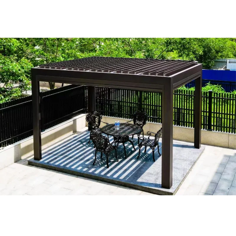 Outdoor Electric Aluminum Frame Blinds Gazebo for Garden Backyard Patio Parties Lawns