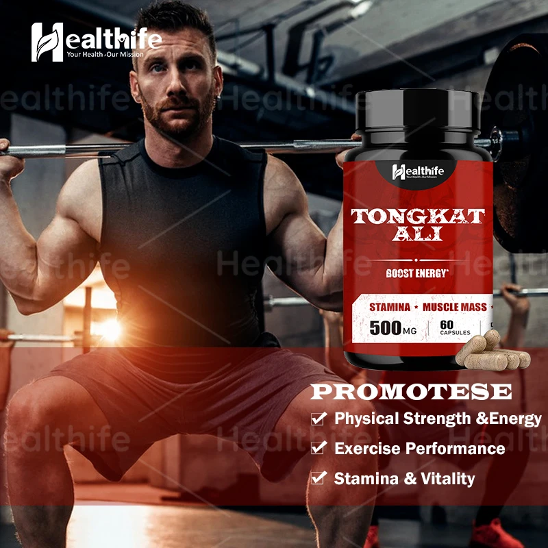 Healthife Tongkat Ali capsules 500mg/60caps/Bottle Eurycomanone Powder 1% 3% 5% 10% Tongkat Ali Extract