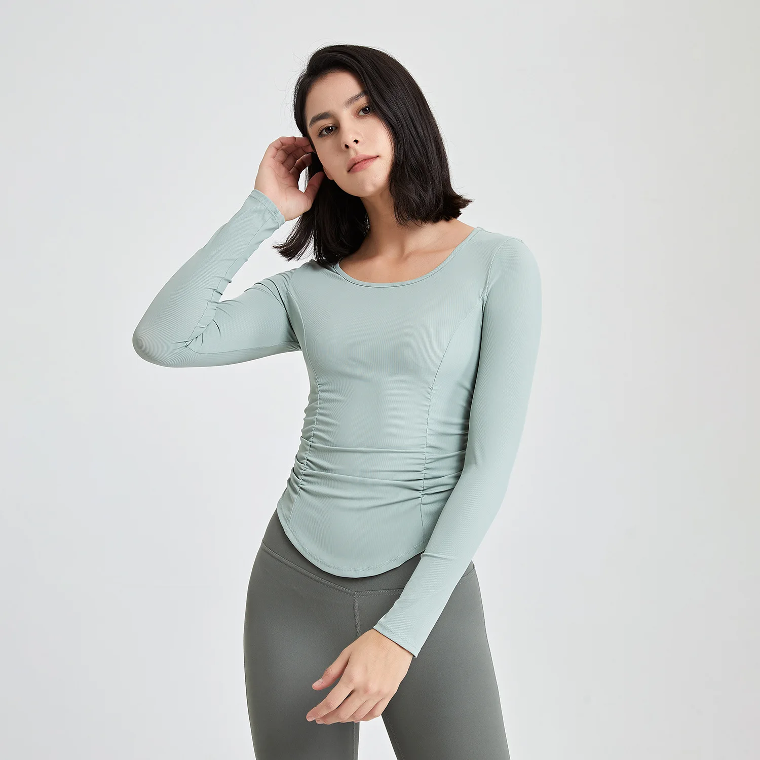 custom logo women Yoga Shirts Fitness Yoga Shirts long sleeve ribbed t shirt women fitness women top long-sleeve thumb hole