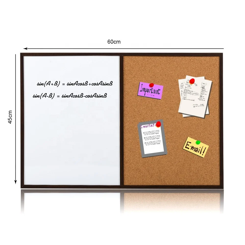 
Magnetic dry erase wood frame combination board half cork bulletin board half magnetic whiteboard 