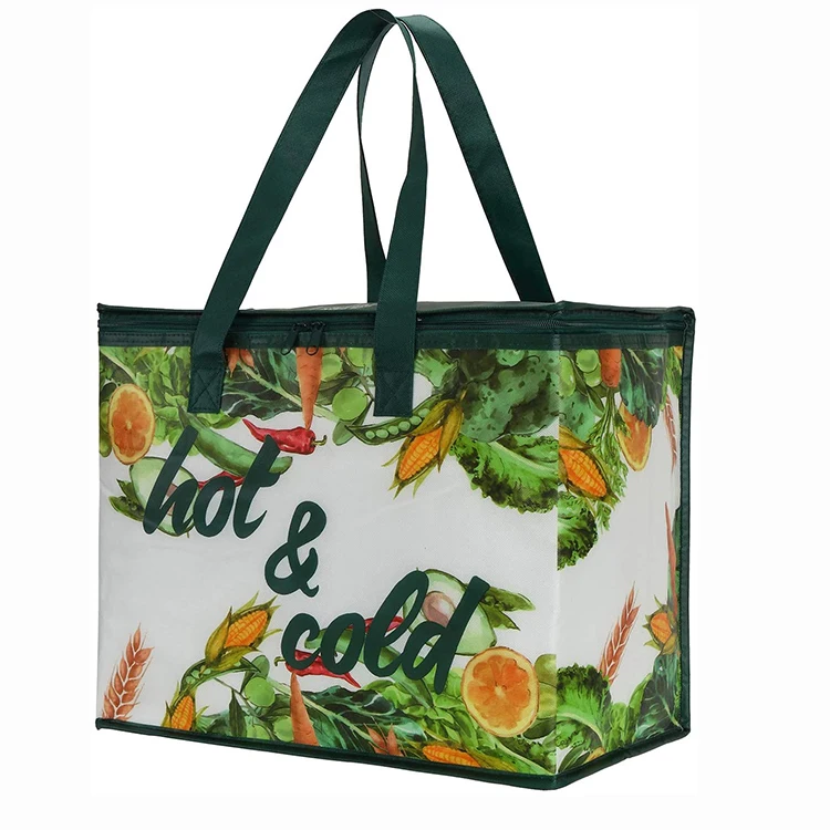 Термосумка для ланча складная из нетканого материала большой вместимости с индивидуальным принтом