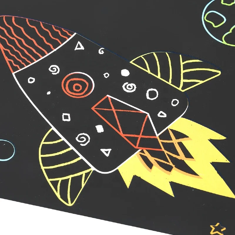 
DIY Cartoon Style Scratch Paper Card For Kids Arts and Crafts Activity Set 