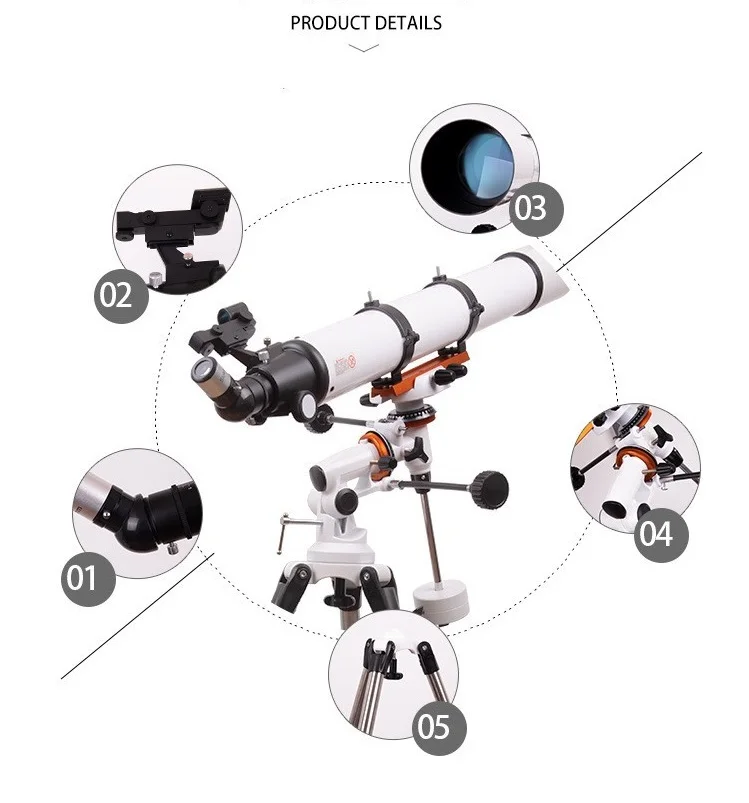 Factory Direct Student and Kids 80AZ Astronomical Telescope 80900 with Tripod for Education and Explorer Teaching