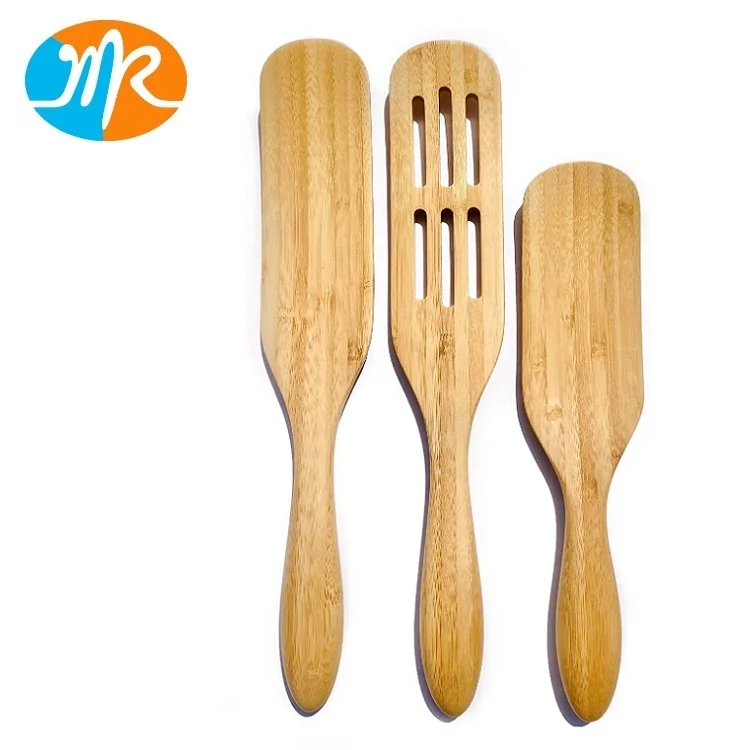 Cooking Utensil For Nonstick Cookware Kitchen Tools Heat Resistant Mixing Stirring Baking Straining Bamboo Spurtle Set