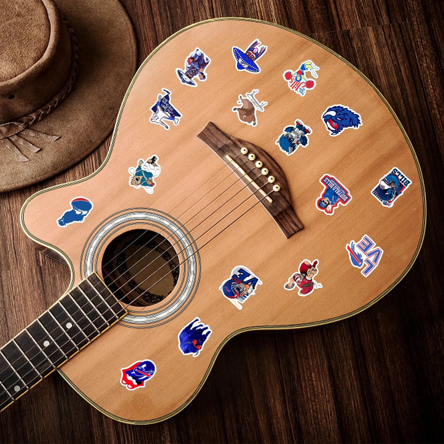 50Pcs NFC Rugby Buffalo Bills Graffiti Stickers Decorative Label For Luggage Laptop Guitar Helmet Skateboard Waterproof Sticker