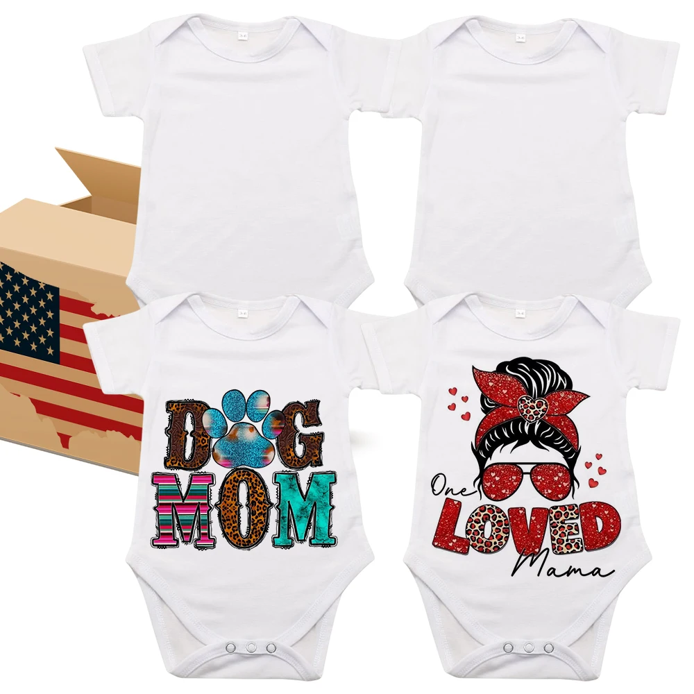 USA in stock Factory wholesale American Unisex Sizes blank sublimation Short Sleeve Baby Onesie for White Sublimation Transfer