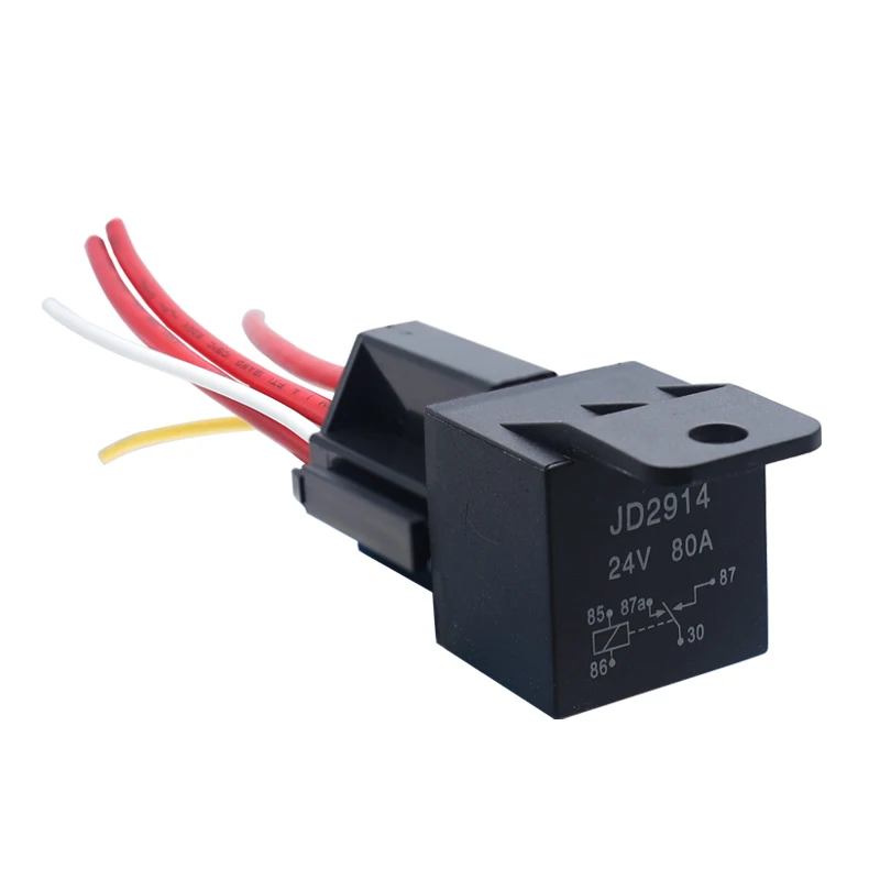 80amp current relay  12V 24V 80A 5pin conversion JD1914 starter relay with socket