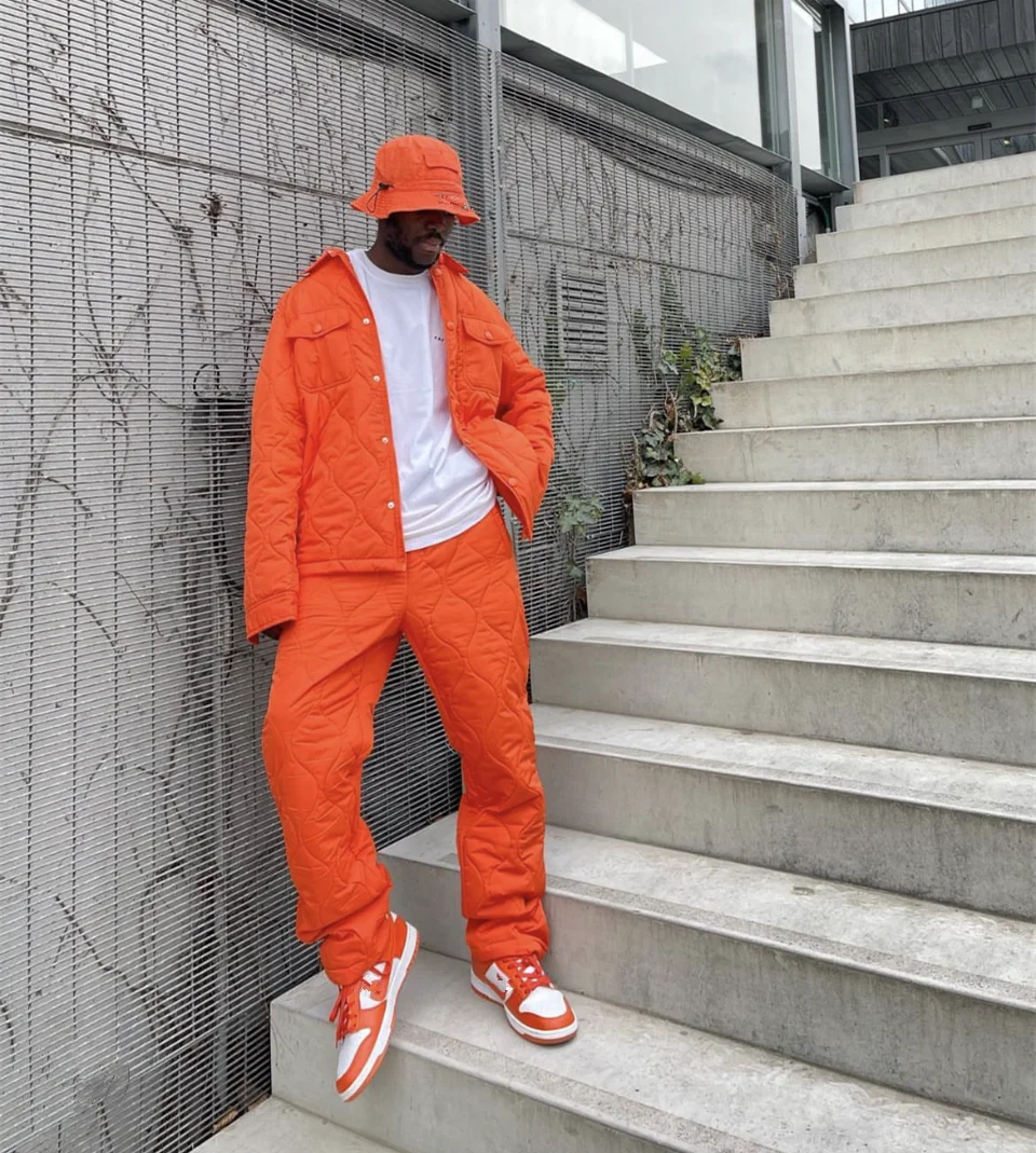 KY Street Wear Casual Puffer Jacket Men Custom Logo Puffer Pants Two Pieces Sets