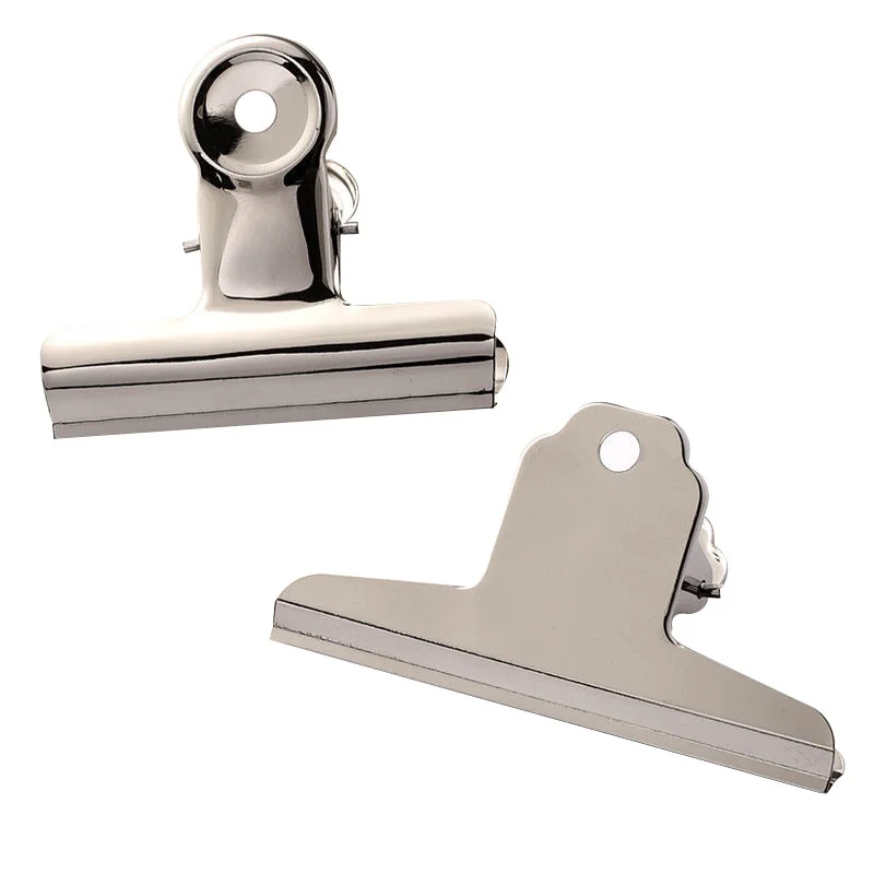 Stainless Steel Paper  Clamp Heavy Duty Snack Clips Office and Kitchen Use Metal Hinge Clips Rustproof Metal Paper Clips