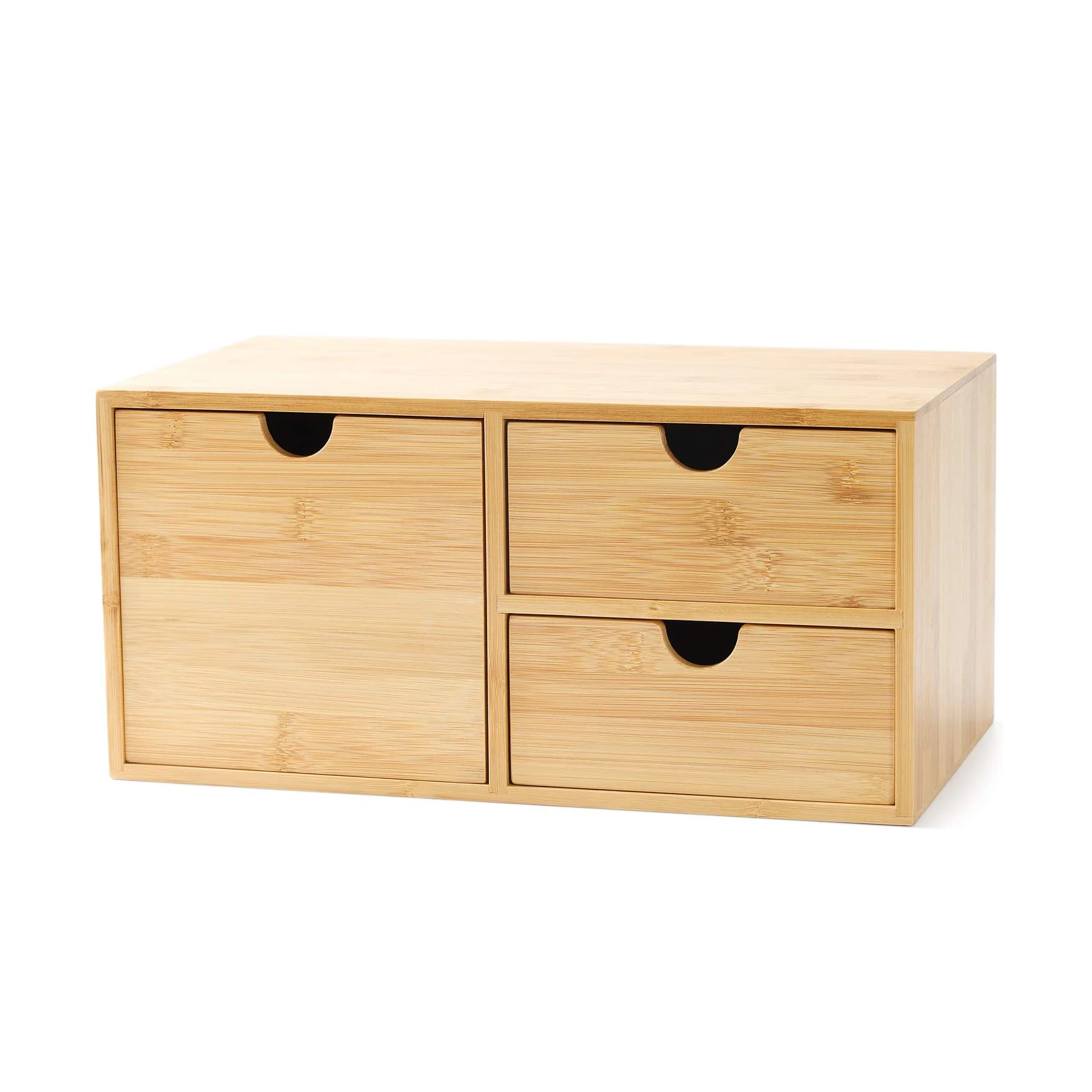 Bamboo Desk Organizer Mini Bamboo Desk Drawer Tabletop Storage Organization Box for Office Home Toiletries Supplies