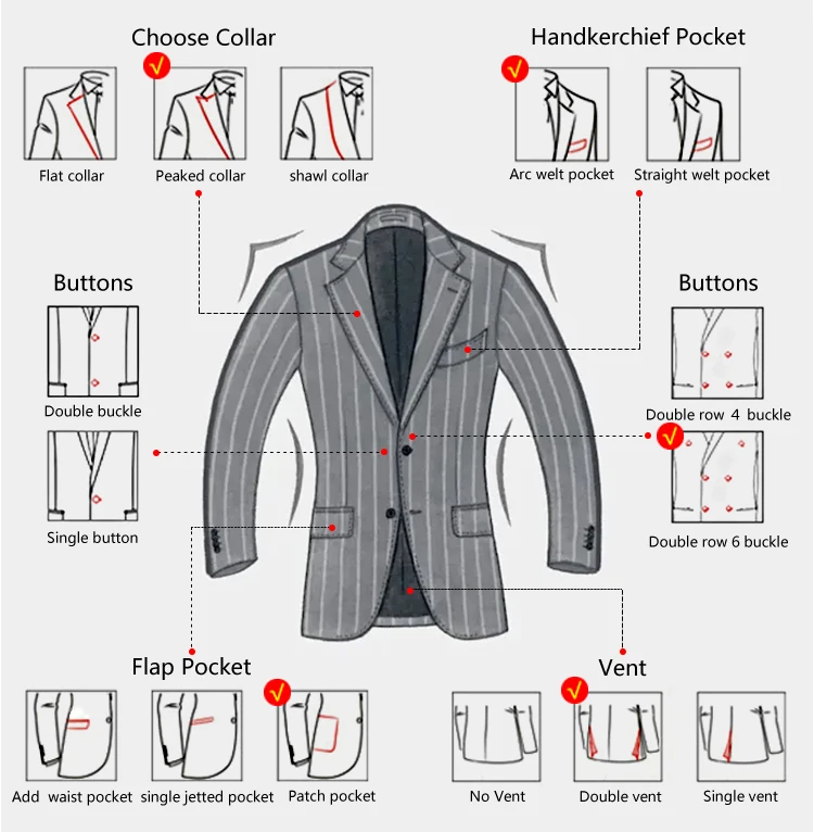 Personalized Custom 2 Pcs Mens Business Suits Set Luxury For Men Office