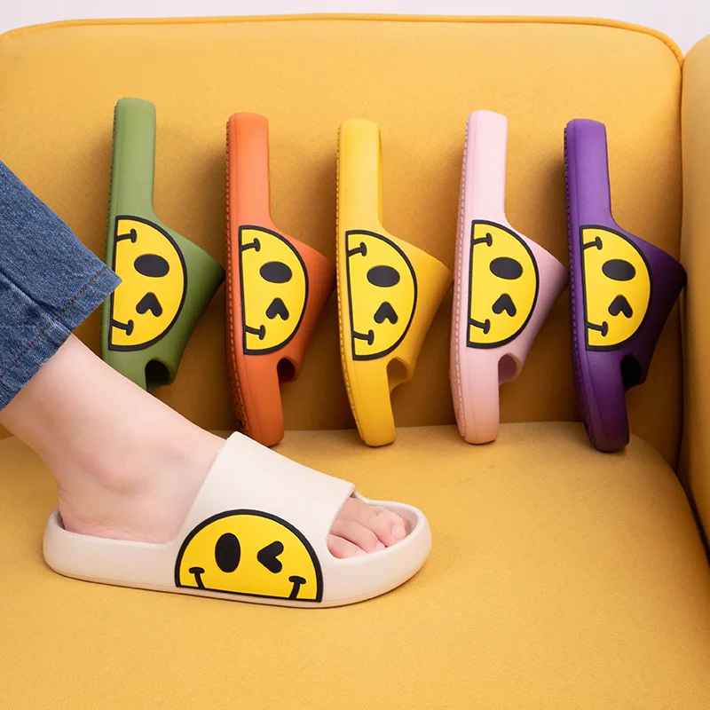 
dropshipping products 2021 summer beach cute smiley side slides women bathroom EVA slippers 