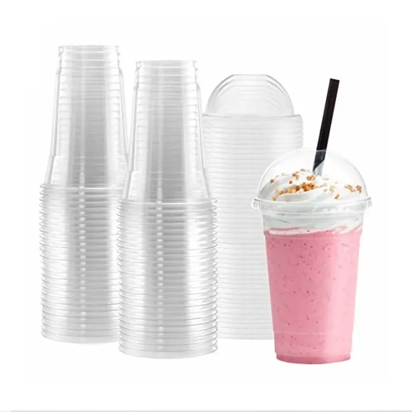 12oz 16oz 22oz Factory price Smoothie PP Cups biodegradable plastic cup containers with lid and straw
